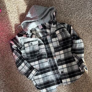 No Boundaries Black and White Plaid Hoodie